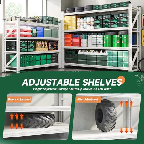 Letaya 3000LBS Storage Shelves Heavy Duty,70" H Garage Shelving Units, 4 Tier Adjustable Utility Rack Shelf,Large Metal Industrial Shelves,for Shop,Warehouse,Basement (48" W x 24" D x 70" H)