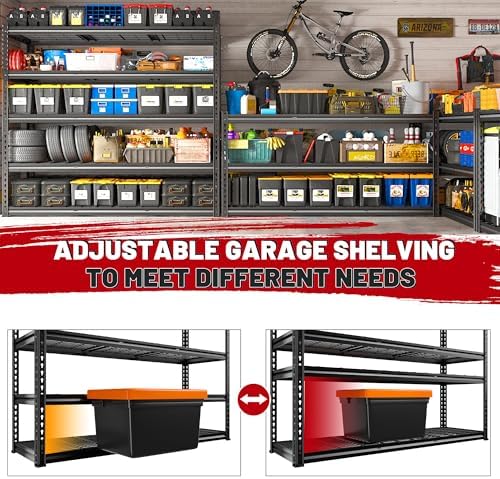 REIBII 5 Tier Heavy Duty Garage Shelving for Basement Warehouse Pantry