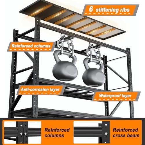 78" W Heavy Duty 4‑Tier Adjustable Metal Shelving Rack