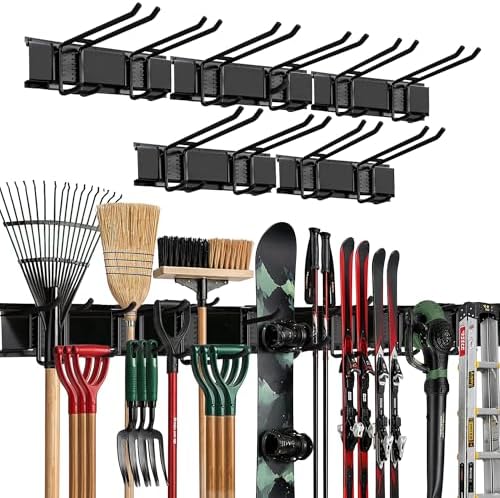 TIDYME Garage Wall Organizer, Shovel Holder Wall Mount, 80" Double Hooks
