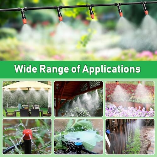246FT Drip Irrigation System, Automatic Drip Irrigation Kit with 1/2" Main Tube & 1/4" Branch Tubing, Adjustable Drip Emitters, Garden Watering System for Flower Bed, Raised Beds, Lawn, Greenhouses