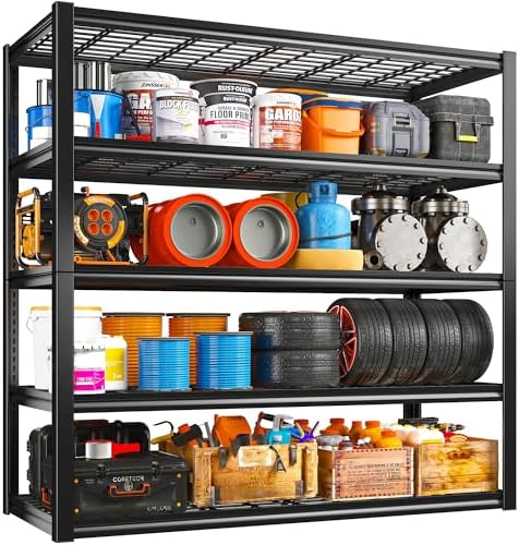 REIBII 48" W Garage Shelving Load 2500LBS, 5 Tier Storage Shelves, Adjustable Garage Storage Shelves, Heavy Duty Shelving for Warehouse, Pantry, Basement, Commercial, 48" W X 72" H X18 D