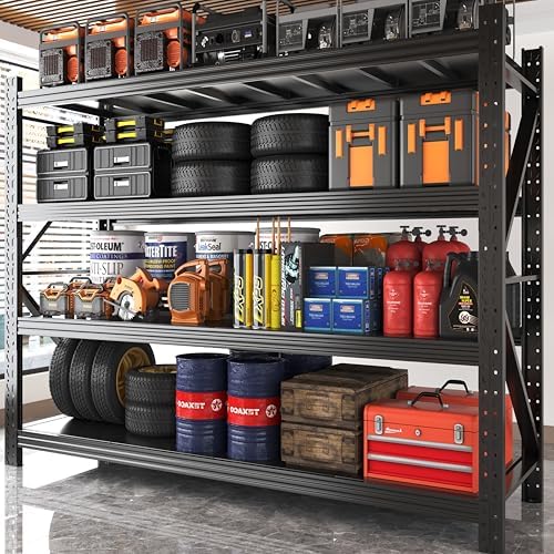 78" W Heavy Duty 4‑Tier Adjustable Metal Shelving Rack