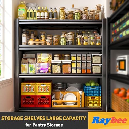 Raybee 40" W Garage Shelving, Storage Shelves 56.9" H, Metal Shelving Heavy Duty Load 1600LBS, Adjustable Metal Shelves for Storage Pantry Kitchen 40" W x 19.1" D x 56.9" H