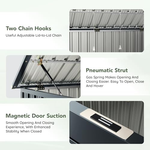 Breezz Metal Trash Can Storage Shed 6 x 3 ft