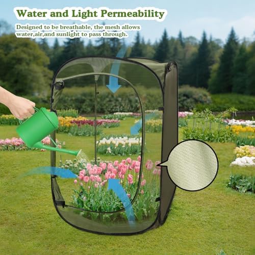 Pop Up Garden Mesh Plant Protectors Tent Net Cage, Pest Guard Covers for Protect Outdoor Vegetables Strawberry Fruit Flowers Shrubs from Birds Insects (1, Dark Green)