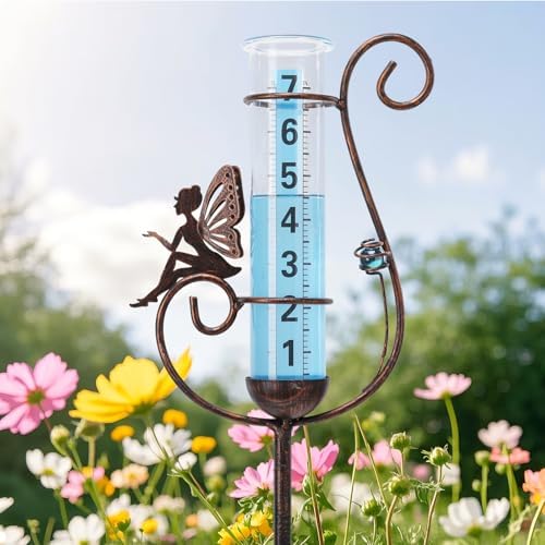 Rain Gauge Outdoor, Fairy Rain Gauges for Yard Patio Lawn Decor