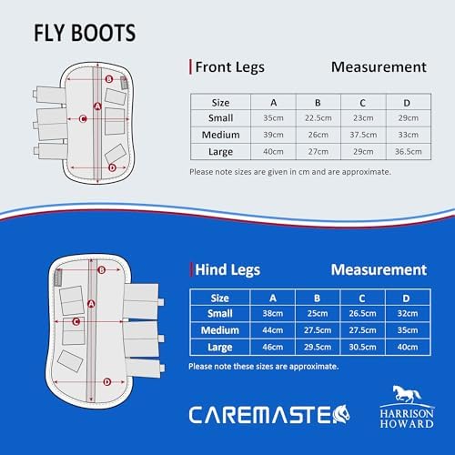 Harrison Howard Horse Fly Boots Leg Guards Fly Boots Protection Set of 4 Voodoo Blue Medium Cob