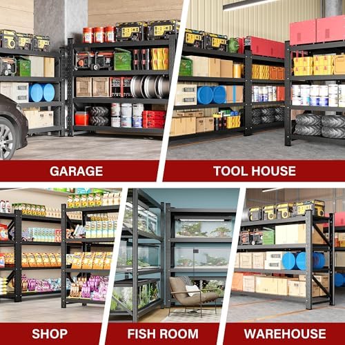 6000LBS Heavy Duty Garage Shelving Units,79" Wide & Deep Storage Shelves,Black Metal Garage Shelves,Large Storage Rack,Steel Shelf,Industrial Shelving for Shop,Warehouse,Basement,79" W x 24" D x 79" H