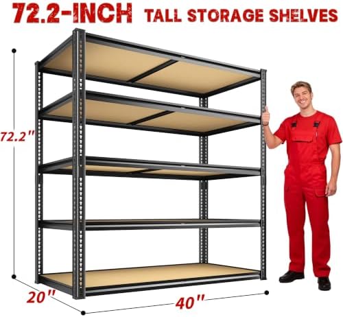 ROOMFAVE 40" W Garage Shelving 2300LBS Storage Shelves,5 Tier