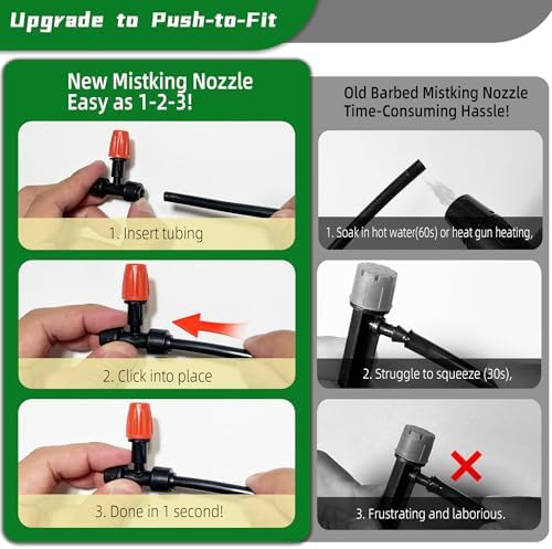 20PCS Push-to-Fit Drip Irrigation Micro Spray Emitters for 1/4 inch Irrigation Tubing, Three-Way Adjustable Atomizing Nozzle, Irrigation Dripper Sprinklers for Garden Greenhouse Agricultural