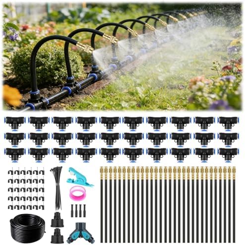 100FT Drip Irrigation System, 1/4" Garden Watering Misting System for Plant