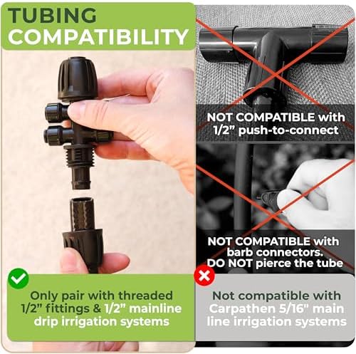 CARPATHEN 1/2" Irrigation Tubing for Drip System Kit, 50 feet + Accessories