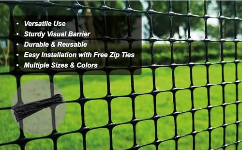 PotatoLife Black Plastic Garden Fence, Hardware Mesh, 4' x 75'