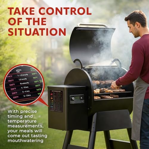 Meat Temperature & BBQ Smoker Guide Magnet - Wood, Time & Temp Chart
