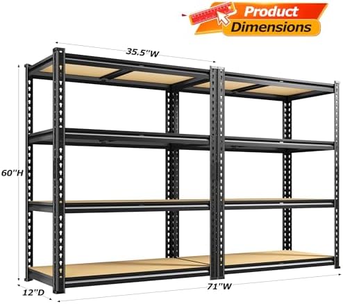 DurayLoly Set of 2 Adjustable Storage Shelves for Garage Pantry Kitchen