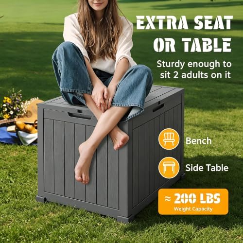 NUNU LAB 35 Gal Outdoor Storage Box Waterproof Lockable,Deck Box,Black
