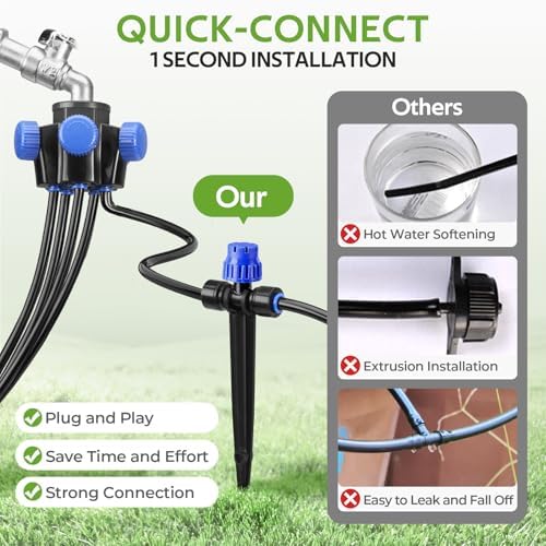 HIRALIY 50FT Drip Irrigation Kit for Small Gardens