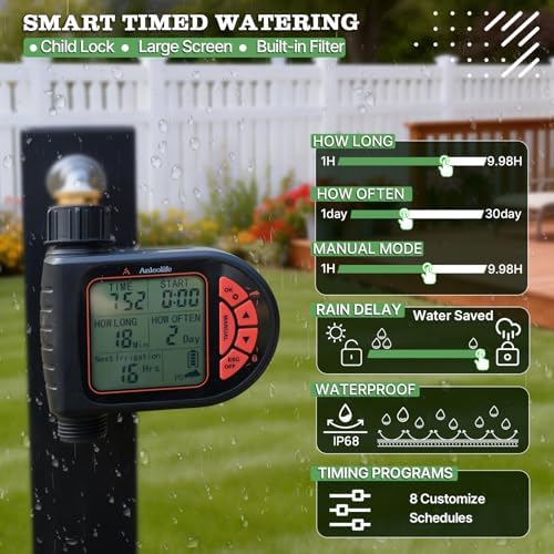 Anleolife 82.4FT Automatic Drip Irrigation System Kit with Water Timer
