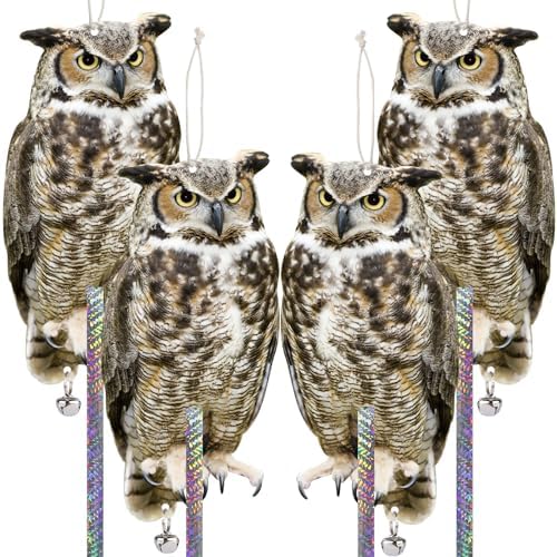 4PCS Flat Fake Owl Plastic Owl to Scare Pigeon for Balcony