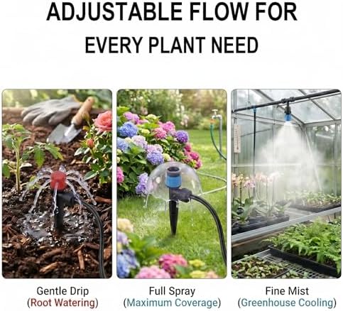 Drip Irrigation Kit – 230FT Automatic Garden Watering System with Quick-Connect 1/4" & 1/2" Fast-Lock Tubing, Adjustable Nozzles & Sprinklers for Greenhouse, Lawn, Potted Plants
