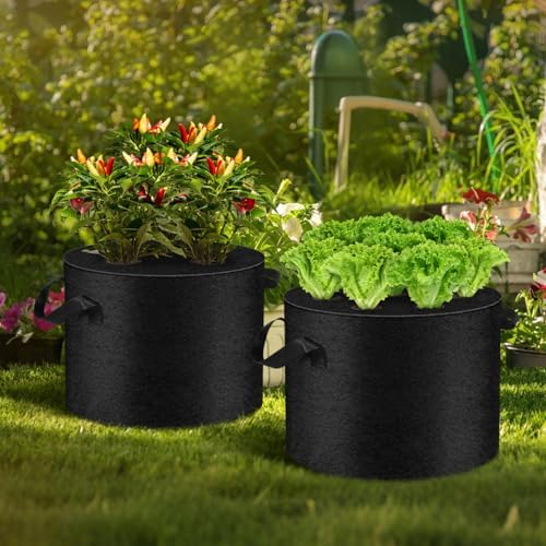 3Pack 10Gallon Grow Bags with Planting Holes,Planting Bags, Plant Grow Bags