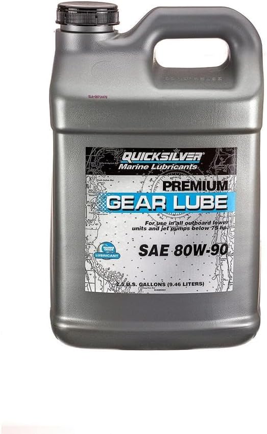 Quicksilver by Mercury Marine 80W-90 Premium Gear Lube, Marine Engine, 2.5 Gallon