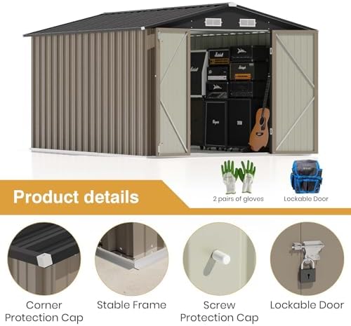 Patiowell 8x12 FT Outdoor Storage Shed, Brown