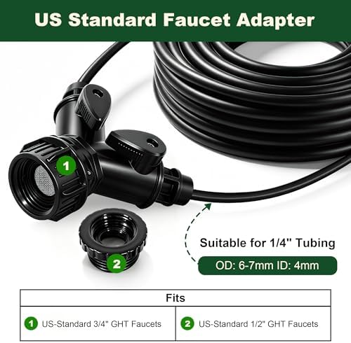 3/4" & 1/2" Faucet Adapter to 1/4" Drip Irrigation Tubing Connector