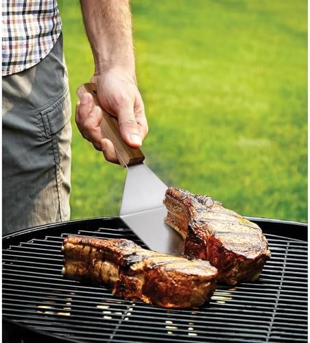 Tongs and Spatula Set of 3, Heavy Duty Stainless Steel, Wood Handle