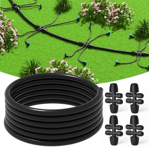 MIXC 50FT 1/2" Irrigation Tubing, 0.7" OD x 0.5“ ID Hose with 4 Connectors