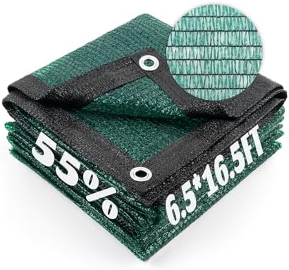 Cool Area Shade Cloth with Grommets for Garden, 55% 6.5x16.5ft, Dark Green