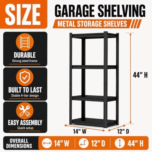Garage Shelving, Heavy Duty Adjustable Boltless Metal Storage Shelves