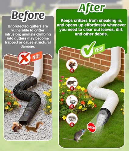 Rain Gutter Downspout Extension Hose Guard, Drain Downspout Extender Outlet Filter and Leaf Guard, for Standard 4'' Circular Threaded Hose, Black