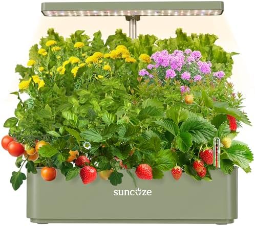 SUNCOZE Hydroponics Growing System, Compact 12 Pods Indoor Garden, Green