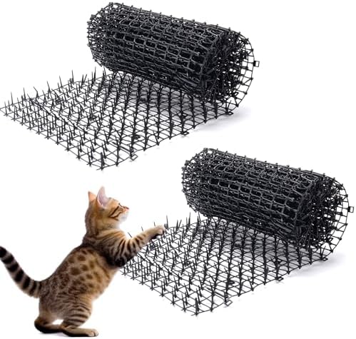 2 Pack 6.5ft Cat Scat Mat with Soft Spikes, 13ft Humane Indoor/Outdoor Cat Deterrent Strips for Garden Borders, Countertops & Furniture, 78" x 11" Each