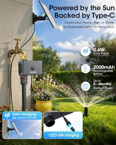 Solar WiFi Water Timer, Smart Solar Hose Timer for Garden, 365-Day Power