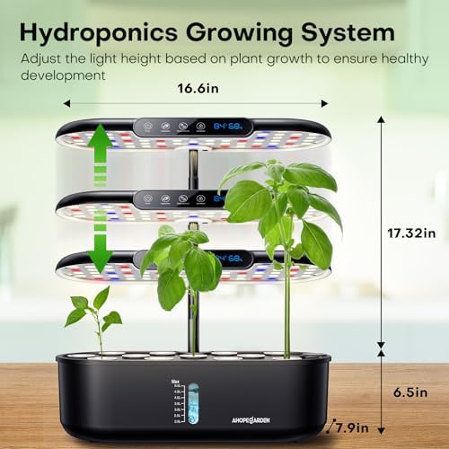 Ahopegarden Hydroponics Growing System Kit: 12 Pods Temp & Humidity Monitor