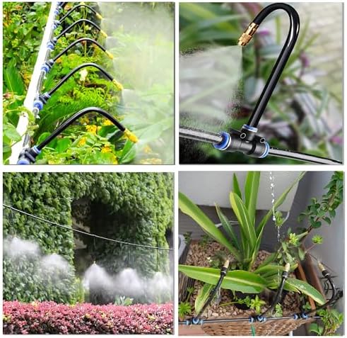 Dianrui 1/4" Drip Irrigation System for Garden Watering 360°Adjustable