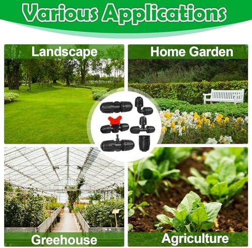 1/2 Inch Drip Tubing Irrigation Fittings Kit - 20 Pieces Set 1/2'' Drip Line Anti-Drop Barbed Lock Nut Connectors- 4 Couplings 4 Tees 4 Elbows 2 Valves 2 1/2'' to 1/4'' Reducers 4 Plugs
