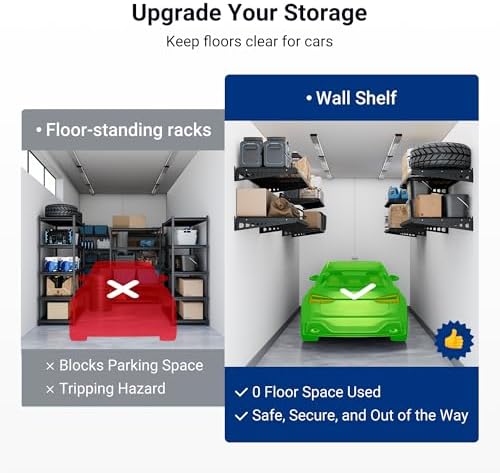FLEXIMOUNTS 2x4ft Garage Storage, 2 Pack Garage Wall Shelving, Black
