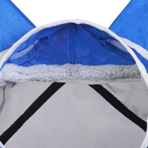 Harrison Howard CareMaster Pro Luminous Horse Fly Mask Large Eye Space Long Nose with Ears UV Protection for Horse Signature Blue XL Extra Full Size