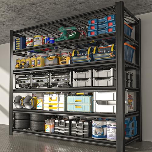 6-Tier Heavy Duty Garage Shelving, 6,000 lbs Capacity Adjustable Metal Storage Shelving Unit for Garage, Basement, Warehouse & Workshop, 55" W x 24" D x 84" H