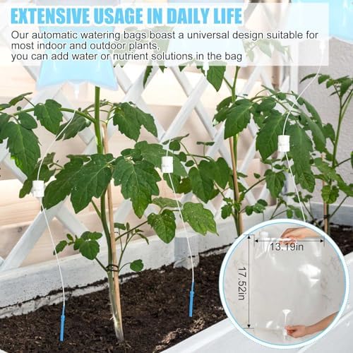 Ziliny 4 Pcs 6.5L Extra Large Plant Drip Irrigation Bag, Automatic Watering System with Adjustable Valve, Self Water Bags for Plants Indoor Outdoor, Vacation Plant Watering Device for Garden Flower