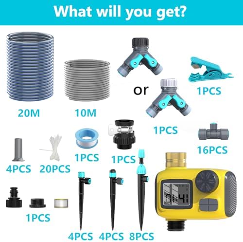 100FT Drip Irrigation System Kit with Water Timer for Garden