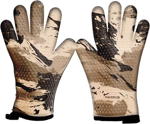 KITCHEN PERFECTION XL Silicone Smoker BBQ Gloves -Heat Resistant Oven Mitts