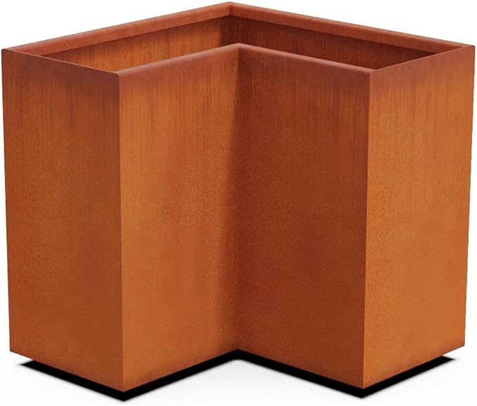 Plantercraft Large Rectangular Planter for Outdoor Plants - 24x12x24 Tall Corten Steel Planter Box | Heavy Duty Metal Outdoor Planters for Modern Patio & Garden Decor | Weathering Steel