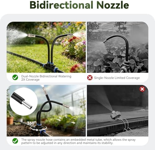 100FT High-Flow Irrigation System for Garden, 12mm Main Tubing, 60 Nozzles