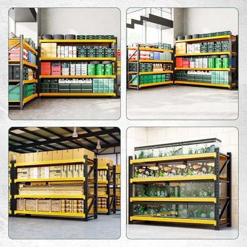 Letaya 4000LBS Heavy Duty Storage Shelves,70" H Metal Garage Shelving Units,4 Tier Large Tall Industrial Shelving,Adjustable Utility Rack Shelf for Warehouse,Basement (Yellow, 60" W x 24" D x 70" H)