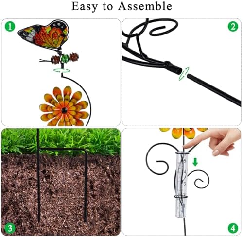 3 Pack Rain Gauge Outdoor, 5 Inch Tube Butterfly Rain Gauges